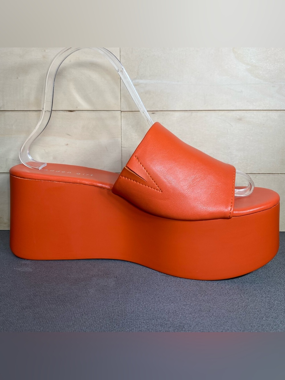 Madden Girls Cake Platform Slides Sandals Women's Size 7.5 M Shoes Orange - Picture 3 of 12